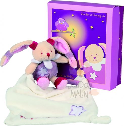  chouette ça brille pantin lapin mouchoir rose violet blanc 